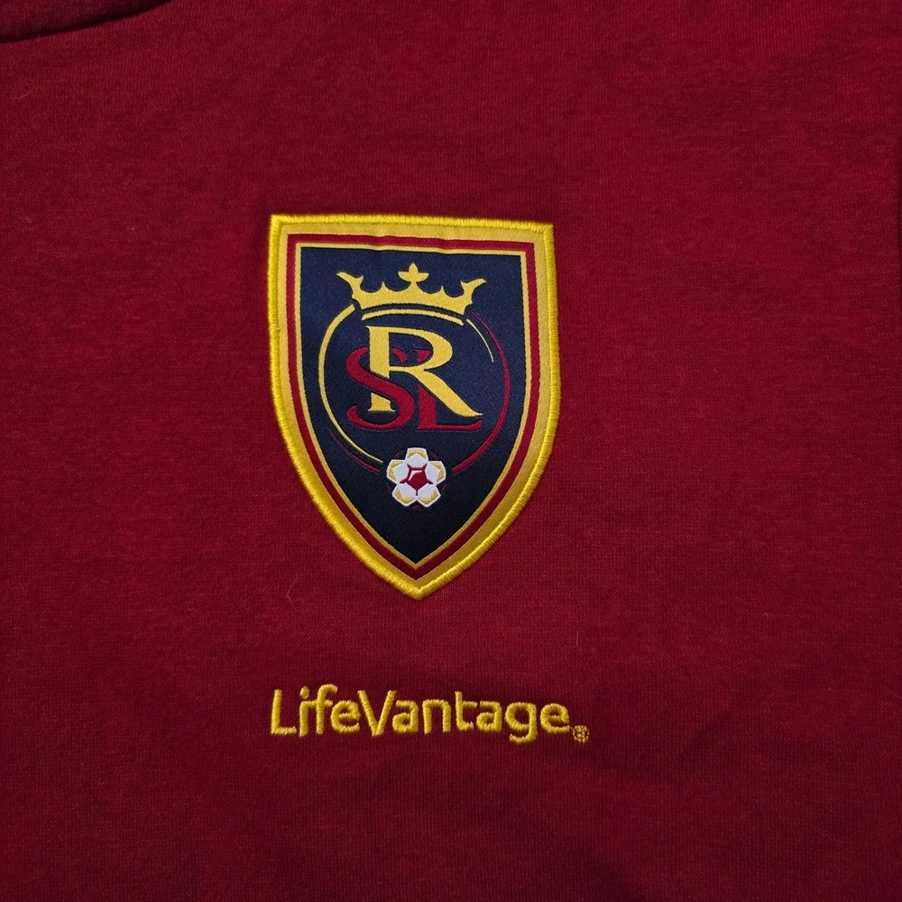 Adidas Real Salt Lake Soccer Hoodie Mens XL Red Yellow RSL MLS Pullover Fleece